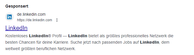 SERP bezahlte Anzeige Beispiel